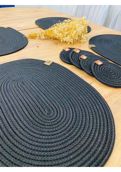 Jüt Hasır Amerikan Servis Oval Supla ve Bardaklık 8 Li fırsatları