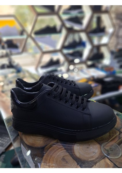 Siyah Mat Deri Su Geçirmez Comfort Mevsimlik-Kışlık Erkek Sneaker ayakkabı fiyatları