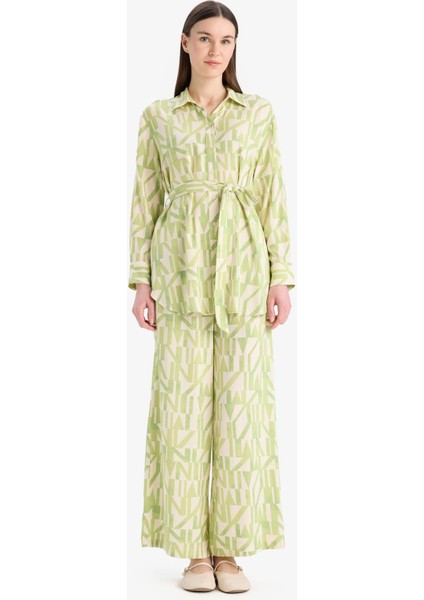 Relax Fit Desenli Viskon Uzun Kollu Tunik