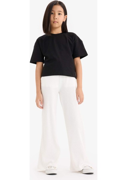 Kız Çocuk Beli Lastikli Fitilli Wide LegGeniş Paça Pantolon E1836A825SM