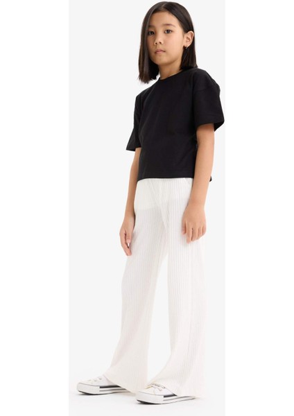 Kız Çocuk Beli Lastikli Fitilli Wide LegGeniş Paça Pantolon E1836A825SM