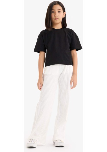 Kız Çocuk Beli Lastikli Fitilli Wide LegGeniş Paça Pantolon E1836A825SM