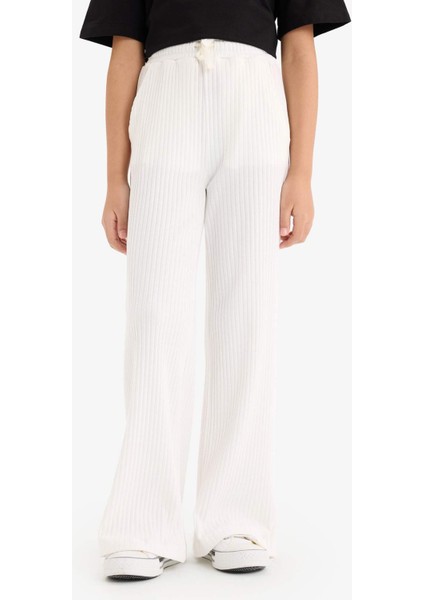 Kız Çocuk Beli Lastikli Fitilli Wide LegGeniş Paça Pantolon E1836A825SM