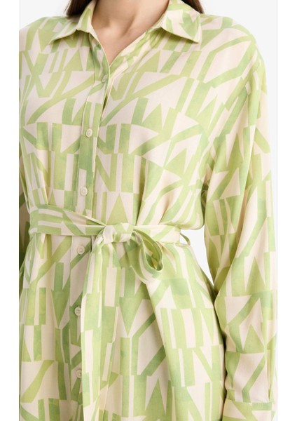 Relax Fit Desenli Viskon Uzun Kollu Tunik