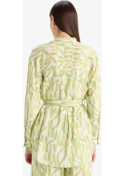 Relax Fit Desenli Viskon Uzun Kollu Tunik