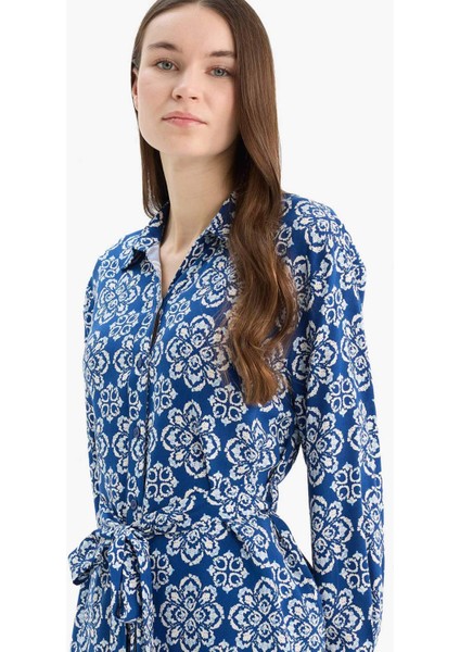 Relax Fit Desenli Viskon Uzun Kollu Tunik