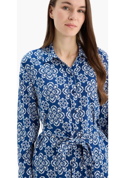 Relax Fit Desenli Viskon Uzun Kollu Tunik