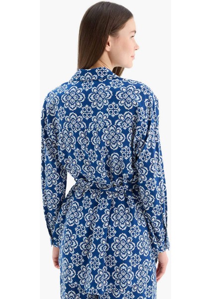 Relax Fit Desenli Viskon Uzun Kollu Tunik