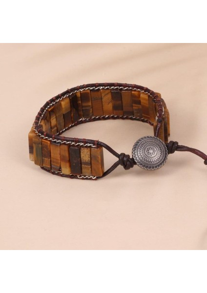 Kaplan Gözü Doğal Taş Bileklik – El Yapımı Ayarlanabilir Vintage Tasarım