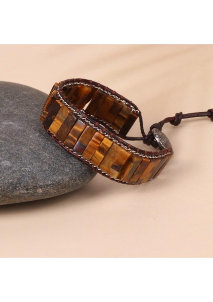 Kaplan Gözü Doğal Taş Bileklik – El Yapımı Ayarlanabilir Vintage Tasarım fiyatları