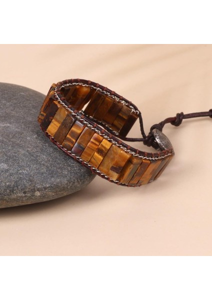 Kaplan Gözü Doğal Taş Bileklik – El Yapımı Ayarlanabilir Vintage Tasarım modelleri