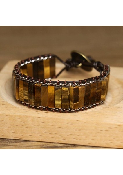 Kaplan Gözü Doğal Taş Bileklik – El Yapımı Ayarlanabilir Vintage Tasarım indirimleri