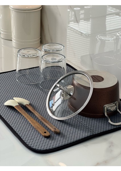 Gri Renk Mikrofiber Bulaşık Kurulama Matı Kurutma Örtüsü Tezgah Üstü Süper Emici 36*45 cm modelleri