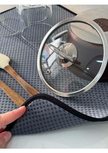 Gri Renk Mikrofiber Bulaşık Kurulama Matı Kurutma Örtüsü Tezgah Üstü Süper Emici 36*45 cm fırsatları