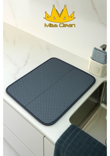 Gri Renk Mikrofiber Bulaşık Kurulama Matı Kurutma Örtüsü Tezgah Üstü Süper Emici 36*45 cm indirimleri