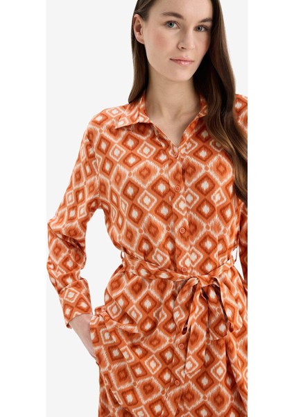 Relax Fit Desenli Viskon Uzun Kollu Tunik