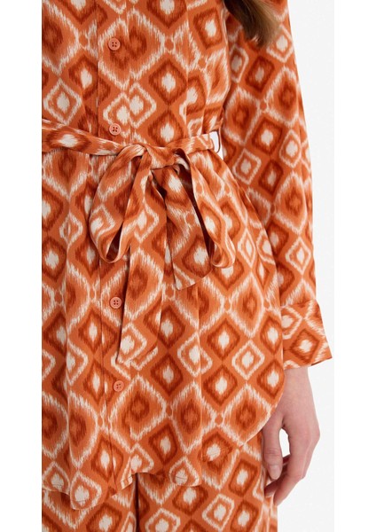 Relax Fit Desenli Viskon Uzun Kollu Tunik