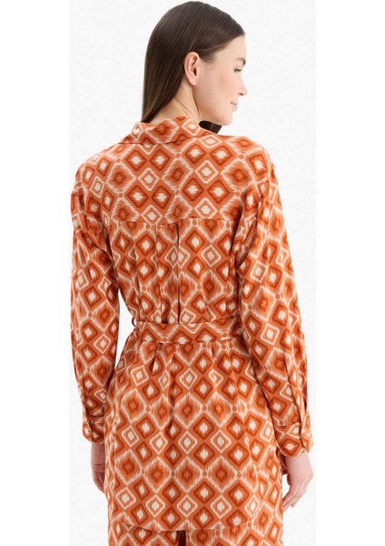 Relax Fit Desenli Viskon Uzun Kollu Tunik