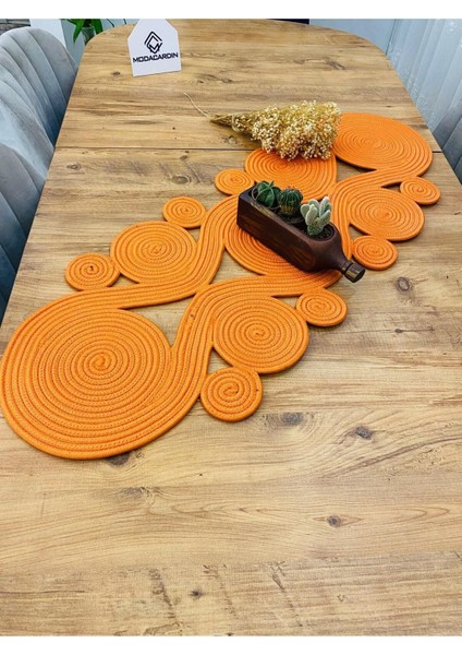 Jüt, Hasır,sarmal Model, Dekoratif Masa Örtüsü, Runner 40X110 Cm, Sehpa Örtüsü, Bohem Tarzı