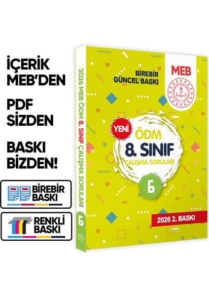 2026 LGS MEB Çalışma Soruları Ölçme Değerlendirme Merkezi ÖDM 8.Sınıf Çalışma Kitabı 6 BASKI ÜCRETİ
