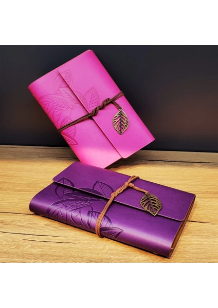çınar ticaret deri yaprak desenli çizgisiz defter