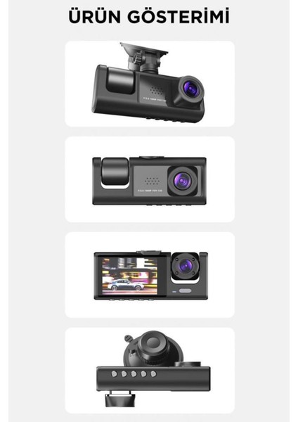 çınar ticaret ta-01 siyah 1080p araç ıçi 3 kameralı lcd ekranlı gece görüşlü , g-sensör , geri görüş kamera modelleri