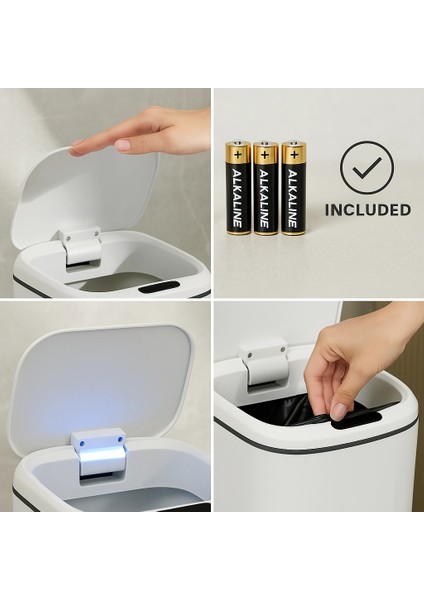 çınar ticaret akıllı teknolojik çöp kutusu otomatik sensörlu çöp kutusu piller dahil çöp kovası 20l