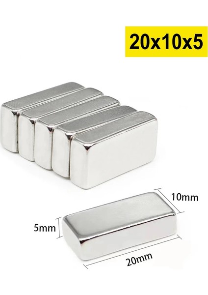 çınar ticaret 5 adet 20x10x5 mm neodyum magnet n35 güçlü mıknatıs köşeli ve dayanıklı nikel kaplama