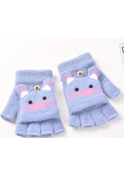 Kedi Desenli Kapaklı Kız Çocuk Peluş Parmaksız Eldiven fiyatları