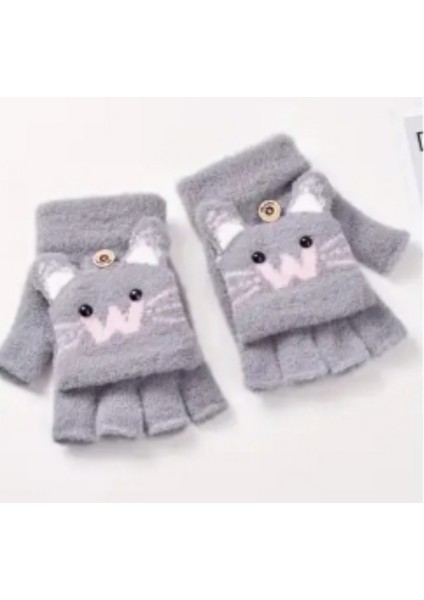 Kedi Desenli Kapaklı Kız Çocuk Peluş Parmaksız Eldiven fiyatları