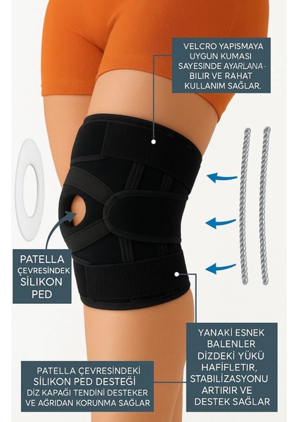 çınar ticaret ayarlanabilir patella destekli ligamentli menüsküs çapraz bağ koruma spor koşu ıçin silikonlu dizlik fiyatları