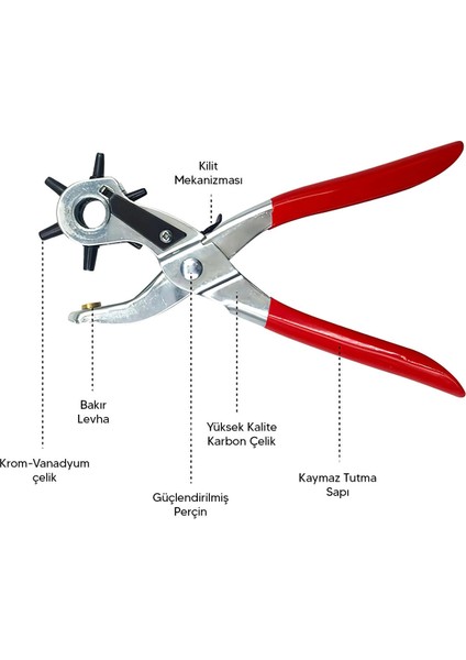 çınar ticaret 6 başlıklı döner kemer delme aleti metal delik açıcı pense, deri kanvas kemer delme makinesi indirimleri