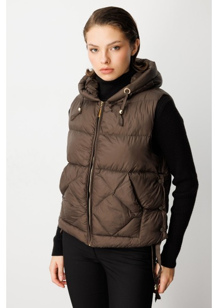 Kadın Kapüşonlu Şişme Yelek 8581 Haki fiyatları