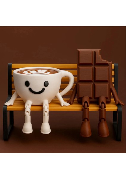çınar ticaret çok sevimli bank üzerinde çikolata ve espresso biblo seti / 3'lü dekoratif figür hediyelik çeyizlik