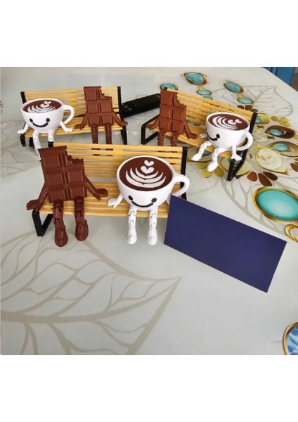 çınar ticaret çok sevimli bank üzerinde çikolata ve espresso biblo seti / 3'lü dekoratif figür hediyelik çeyizlik fiyatları