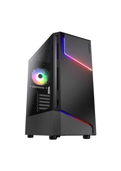 çınar ticaret cougar mx360 cgr-5cc6g-rgb (powersız) black rgb fan + temperli cam gaming kasa