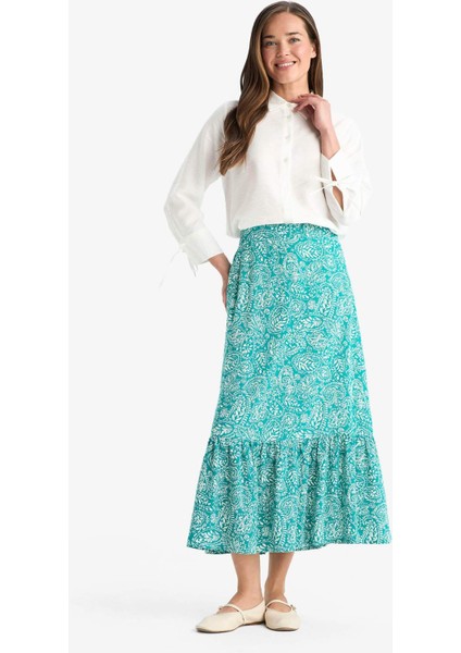 Çiçek Desenli Maxi Tesettür Etek