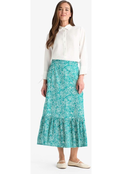 Çiçek Desenli Maxi Tesettür Etek