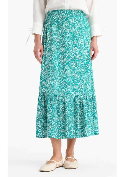 Çiçek Desenli Maxi Tesettür Etek