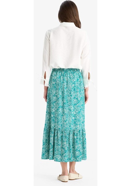 Çiçek Desenli Maxi Tesettür Etek