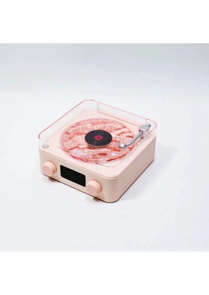 çınar ticaret waves nostalji plak görünümlü bluetooth hoparlör 3d ses dalgası retro müzik plak pembe fiyatları