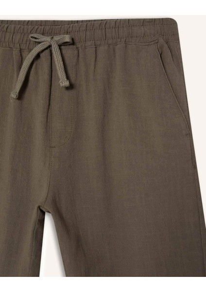 %100 Pamuk Relax Fit Rahat Kesim Yazlık Müslin Kısa Paça Pamuklu Jogger Pantolon D6260AX25SP