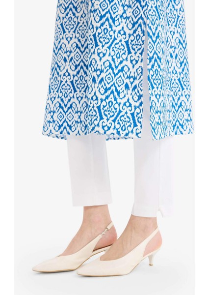 Regular Fit Desenli Dik Yaka Uzun Kollu Diz Altı Tunik D9861AX25SM