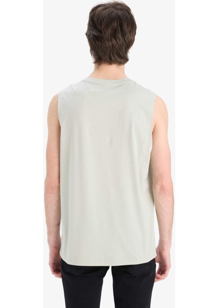 %100 Pamuk Regular Fit Bisiklet Yaka Baskılı Atlet E3217AX25HS