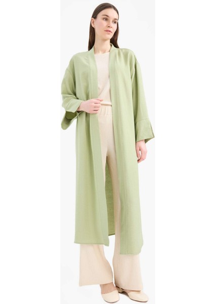 Relax Fit Basic Düz Midi Kimono