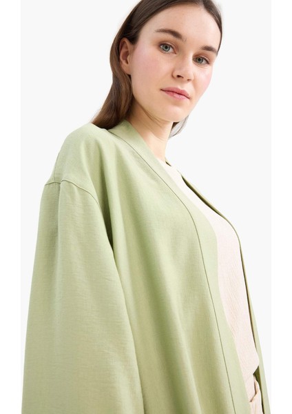 Relax Fit Basic Düz Midi Kimono
