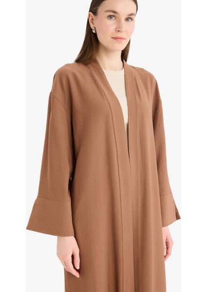 Relax Fit Basic Düz Midi Kimono