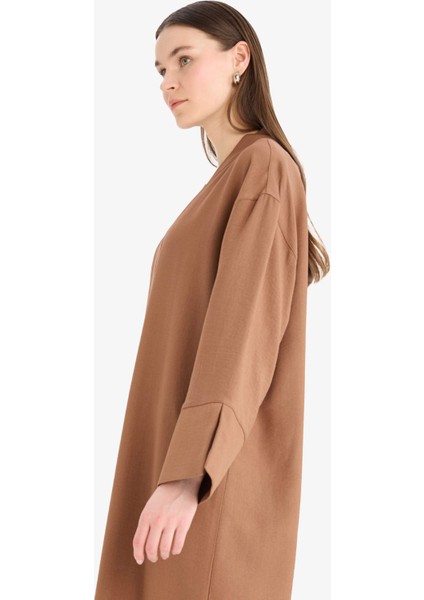 Relax Fit Basic Düz Midi Kimono