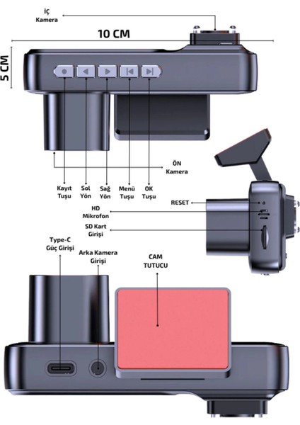 çınar ticaret a98 full hd 3 kameralı araç ıçi güvenlik kamerası 64gb uyumlu ır gece görüşü, ön-arka-ıç kayıt indirimleri