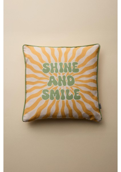 Shine And Smile Baskılı Biye Detaylı Kırlent Kılıfı